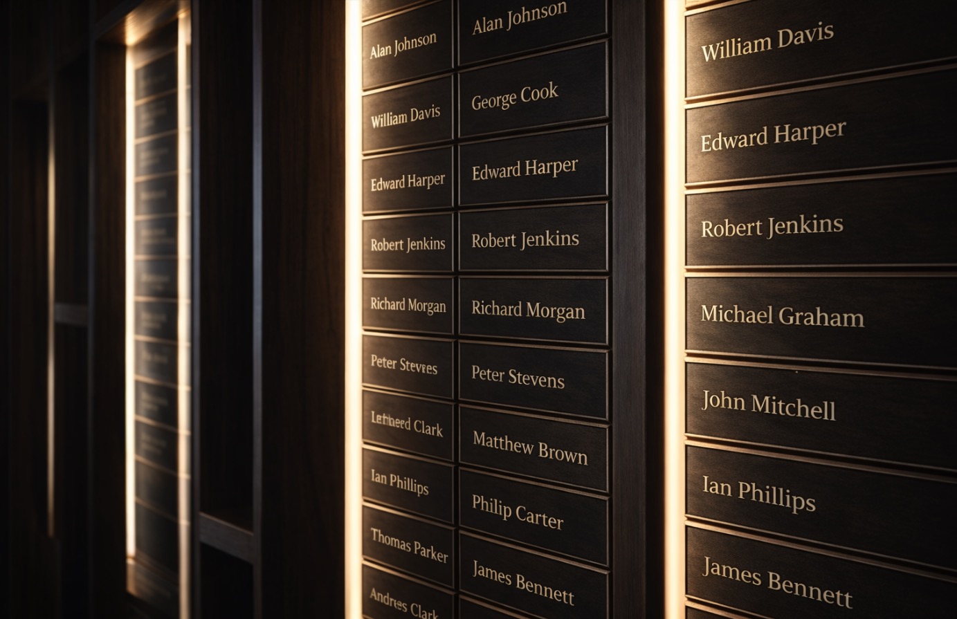 Founders wall with member plaques
